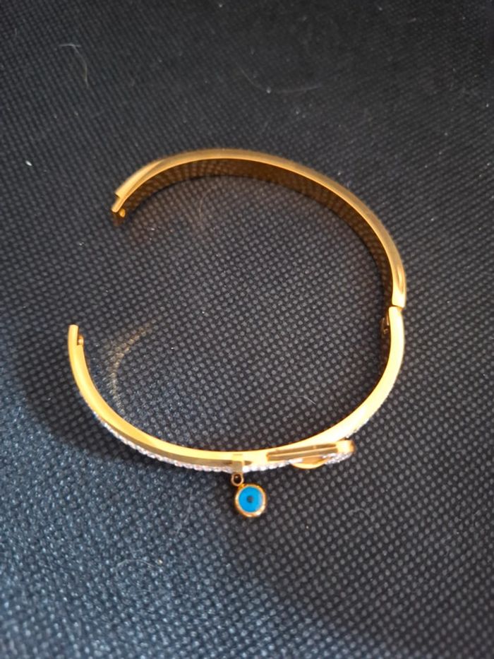 Bracelet acier inoxydable neuf avec etiquette motif œil. rigide - photo numéro 4