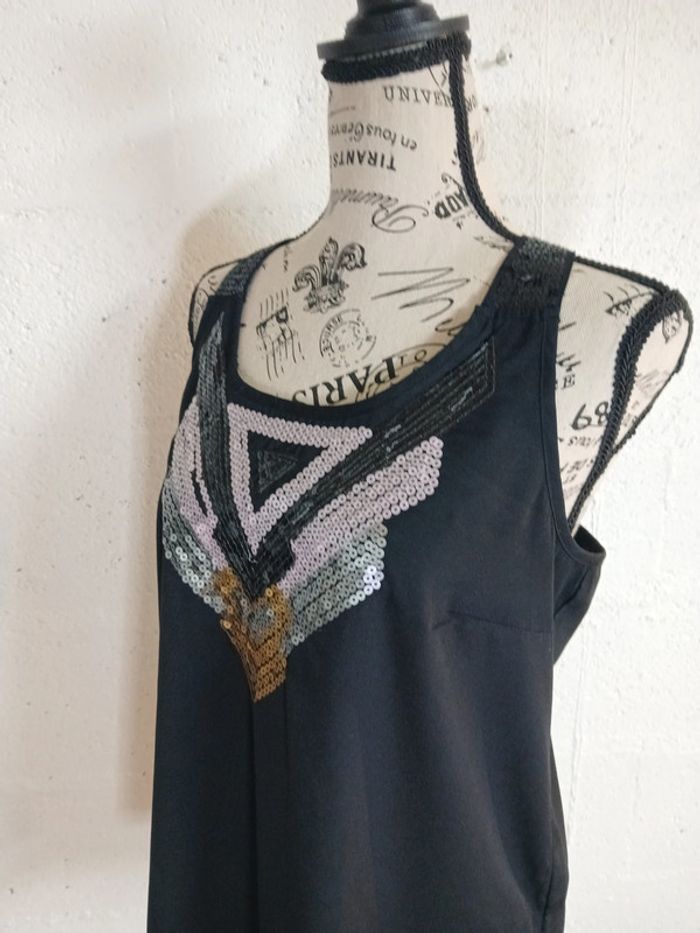 🖤 Débardeur noir à sequins Cache-Cache Taille 3 Très bon état - photo numéro 8