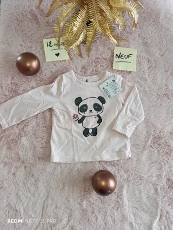 T shirt la halle panda rose pâle
