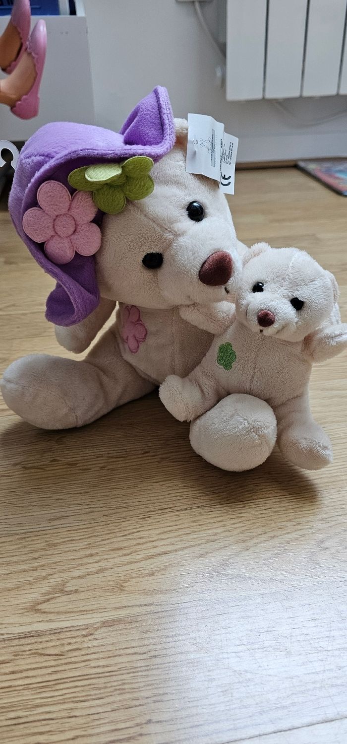 Peluche maman bébé ours neuf