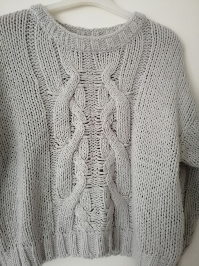 Gros pull en maille gris clair H&M taille S - photo numéro 2