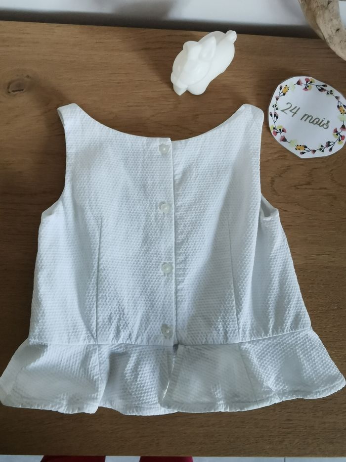 Haut blanc collection cérémonie bébé fille 2ans tbe - photo numéro 4