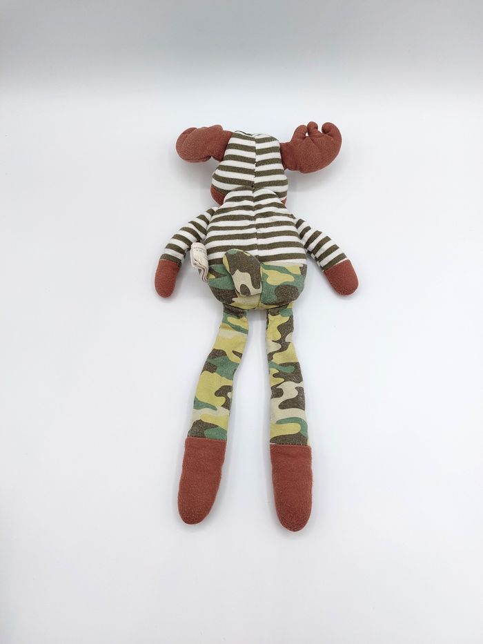 Doudou peluche sergent élan kaki Moose Organic Farm Buddies grelot médaille 30 cm - photo numéro 3