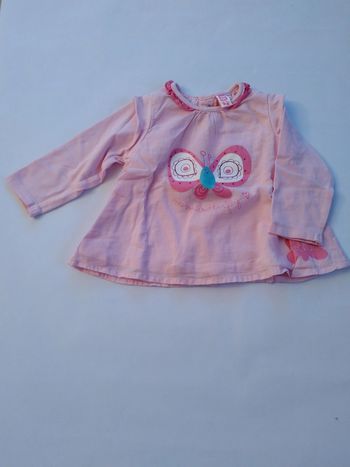 tee shirt rose manches longues tuc tuc fille 6 mois