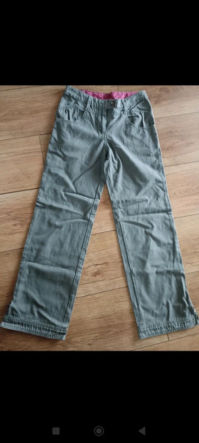 Pantalon 10 ans droit kaki/gris foncé - photo numéro 3