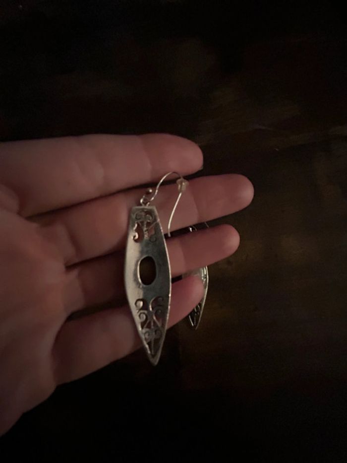 Boucles d oreilles en argent et nacre - photo numéro 3