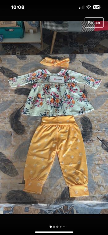 Ensemble pantalon tunique bandeau a fleur