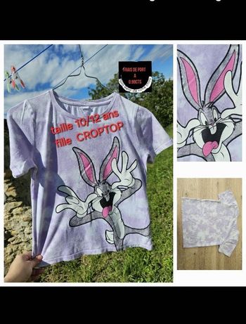 Tee-shirt/ CROPTOP  fille 10/12 ans bugs bunny