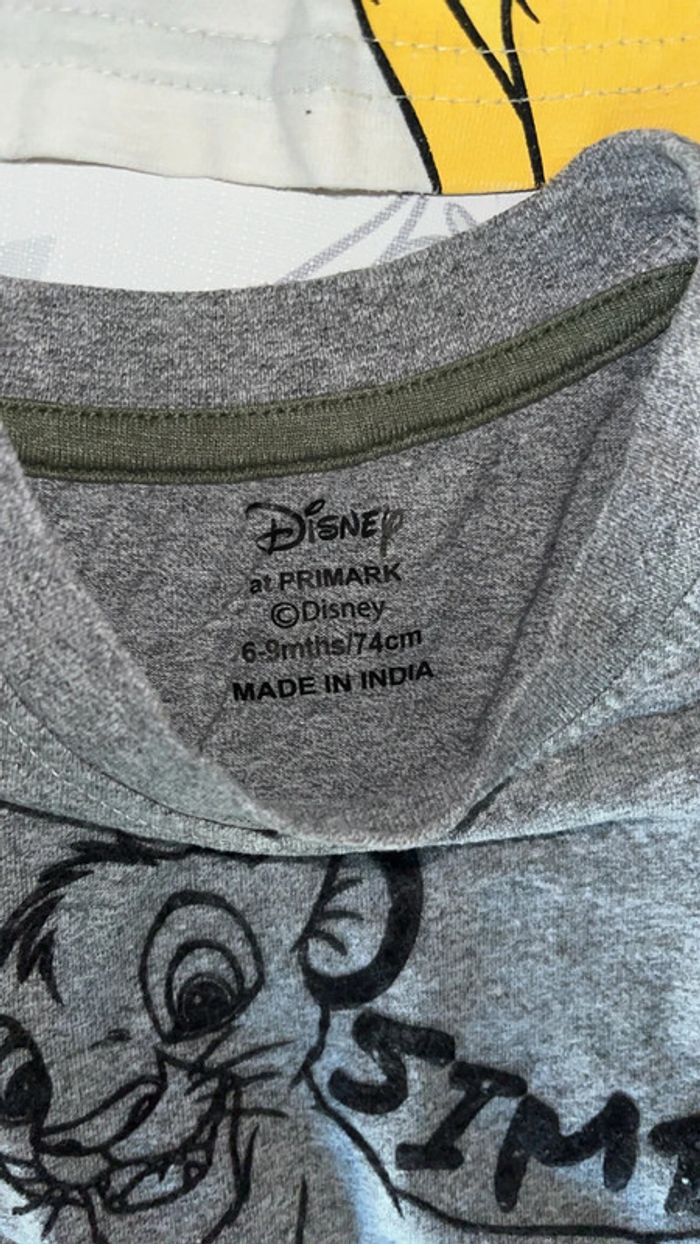 Lot 2 tee shirt manches longues simba roi lion 6mois Disney primark - photo numéro 4