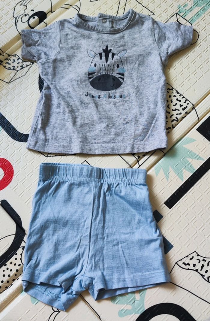 Pyjama été short tee-shirt 12 mois Mes Petits Cailloux