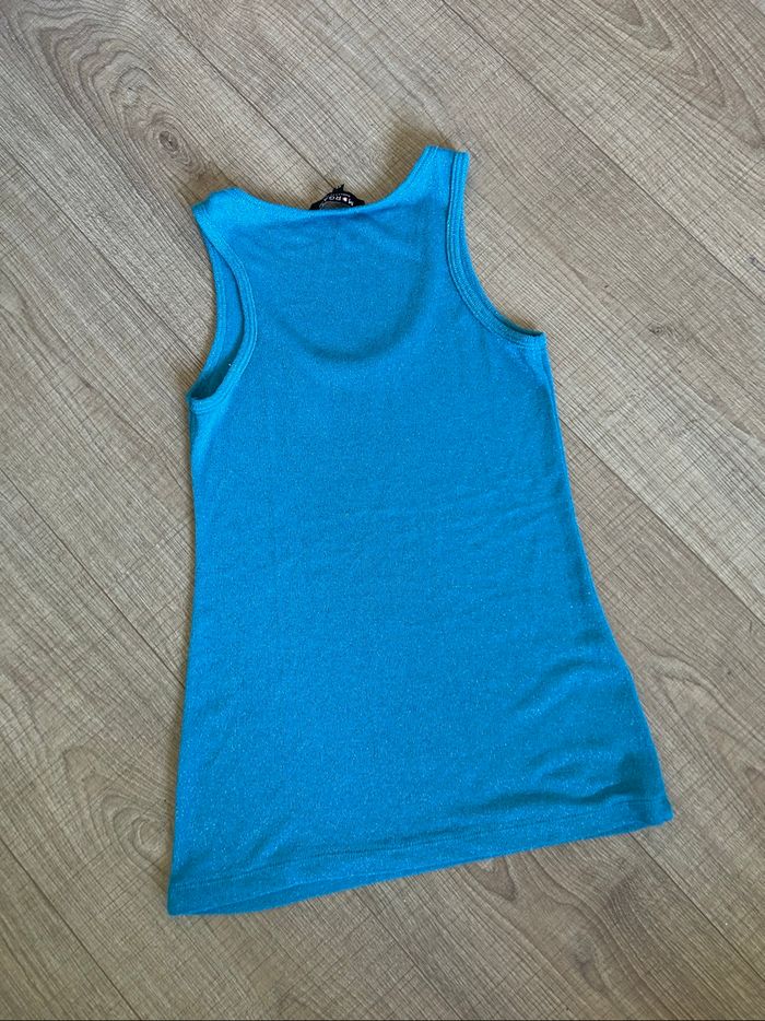 Débardeur turquoise pailleté sans manches Morgan taille XS TBE - photo numéro 8