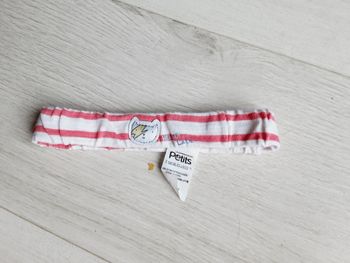 Vêtement bébé fille bandeau taille unique rayé blanc et rose Chat La compagnie des Petits