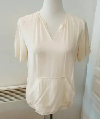 The Kooples blouse haut top écru en soie femme, taille xs/34