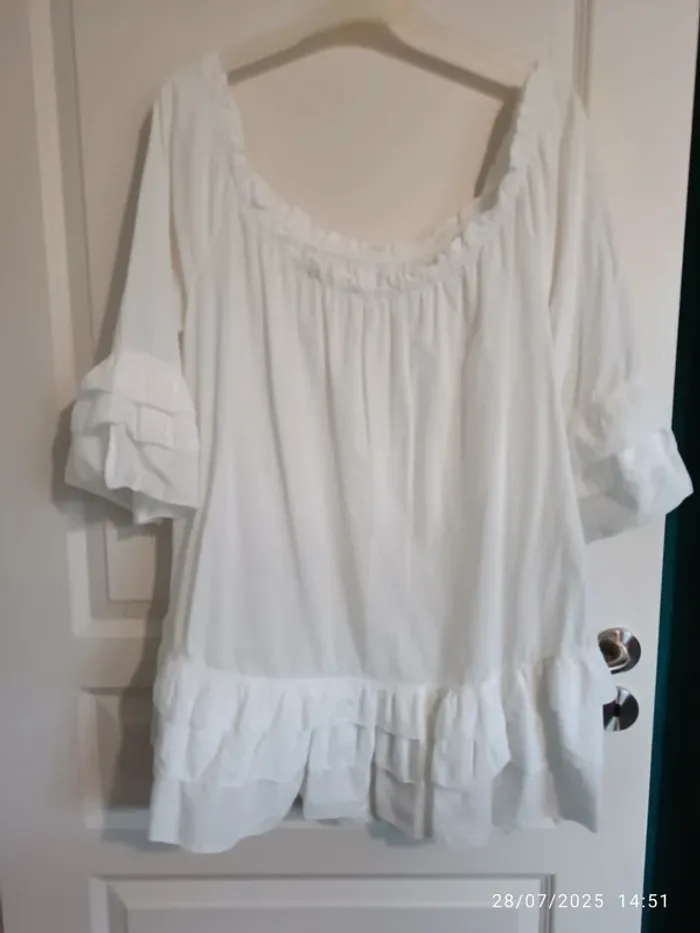 Blouse ample à volants blanche - photo numéro 3