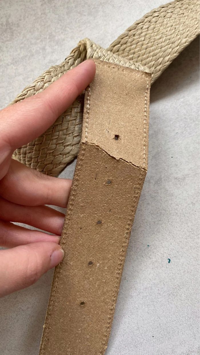 Ceinture imitation paille marron beige taille 80 cm - photo numéro 3