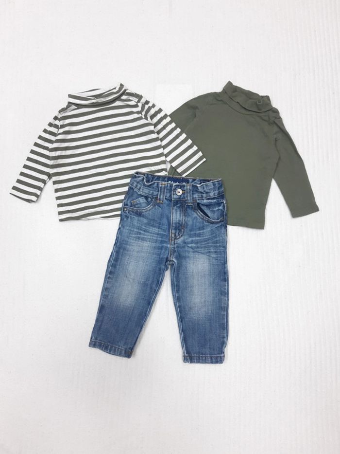 Lot de 2 hauts col roulé et jean 12 mois