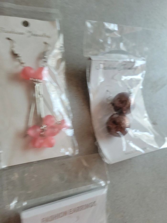 Lot boucles d'oreilles perle pendentif créole strass - photo numéro 5