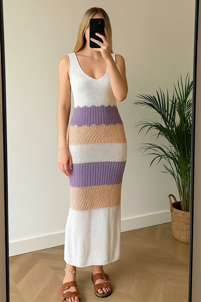 Robe longue maille multicolore Alchemia Tricot – Taille unique Neuve