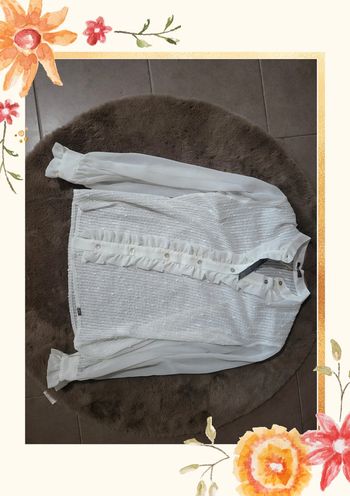 🌟 Blouse blanche chic à sequins – Taille S 🌟