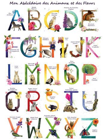 Affiche Abécédaire Animaux et Fleurs A3