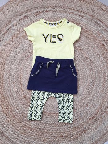 Ensemble tee-shirt, jupe et legging 3 mois