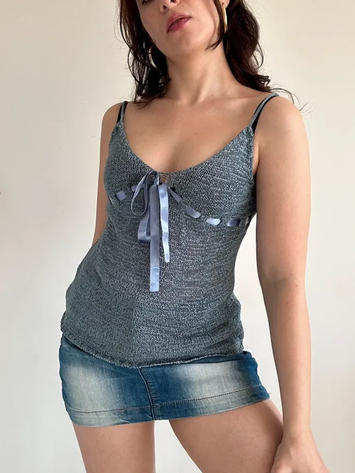 Débardeur bleu à noeud y2k taille s 🎀