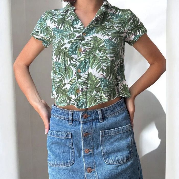 Chemise d'été motif feuillage Berskha