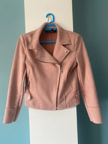 Veste suédine rose poudrée