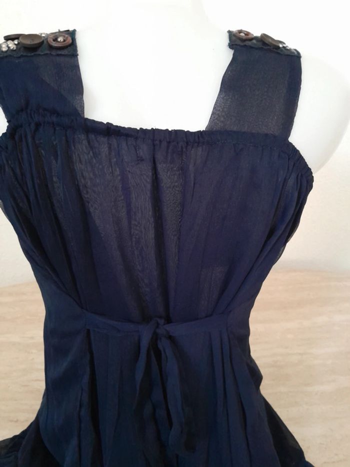 Robe d'été 💫à volant💫fluide légère 💫col bouton miroir perlés 💫Cherry💫Taille 36 - photo numéro 5