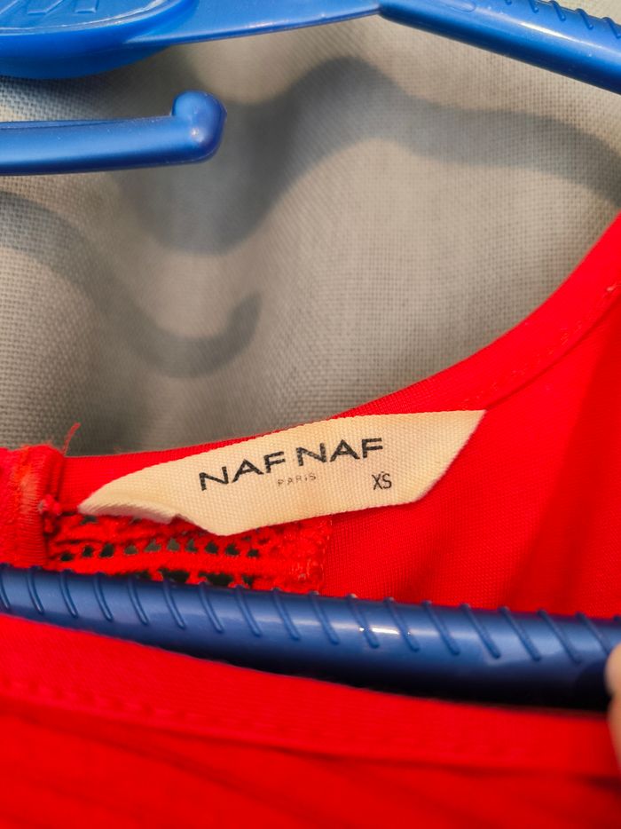 Robe rouge dentelle Naf Naf XS (34) - photo numéro 3