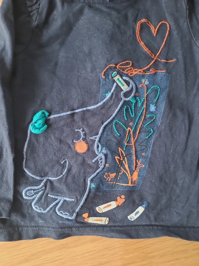 T-shirt éléphant 12 mois - photo numéro 2