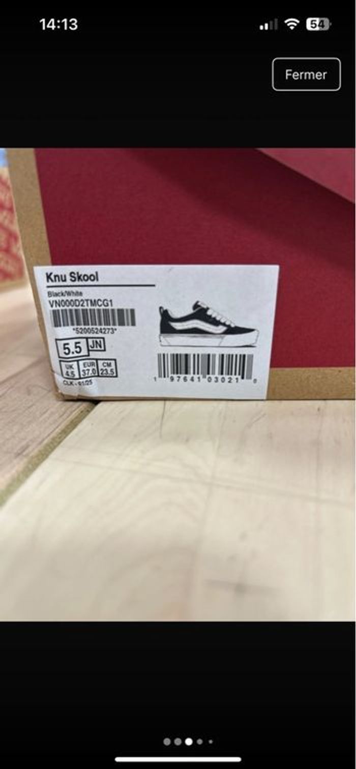 Vans Knu Skool noires blanches – neuves jamais portées – taille 37 avec boîte 🎁 - photo numéro 6