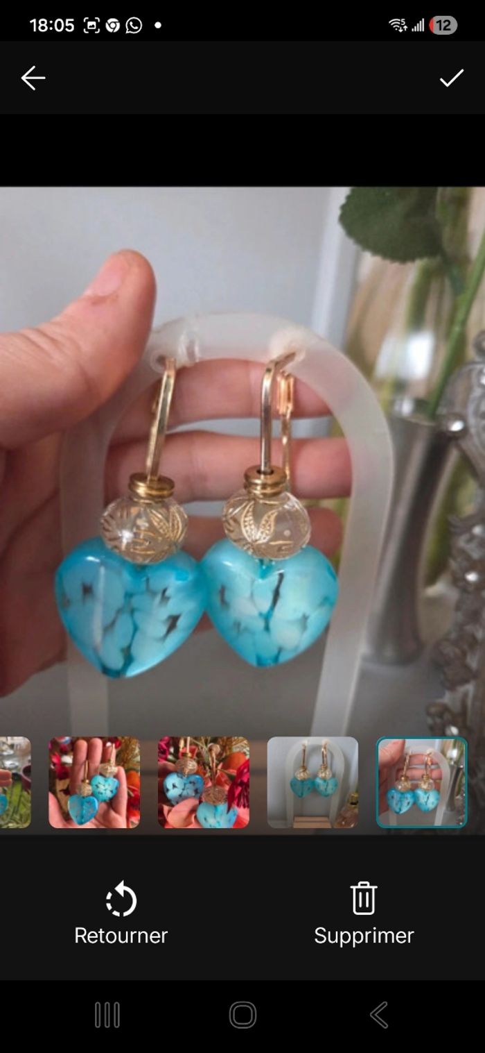 Clips 🩵perles de verre et doré - photo numéro 2