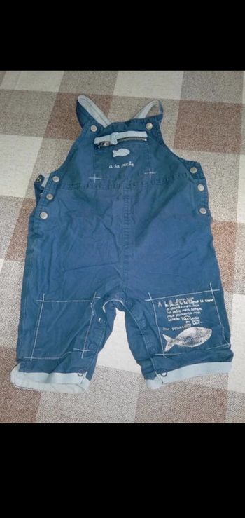 Salopette courte bleue 6 mois obaibi