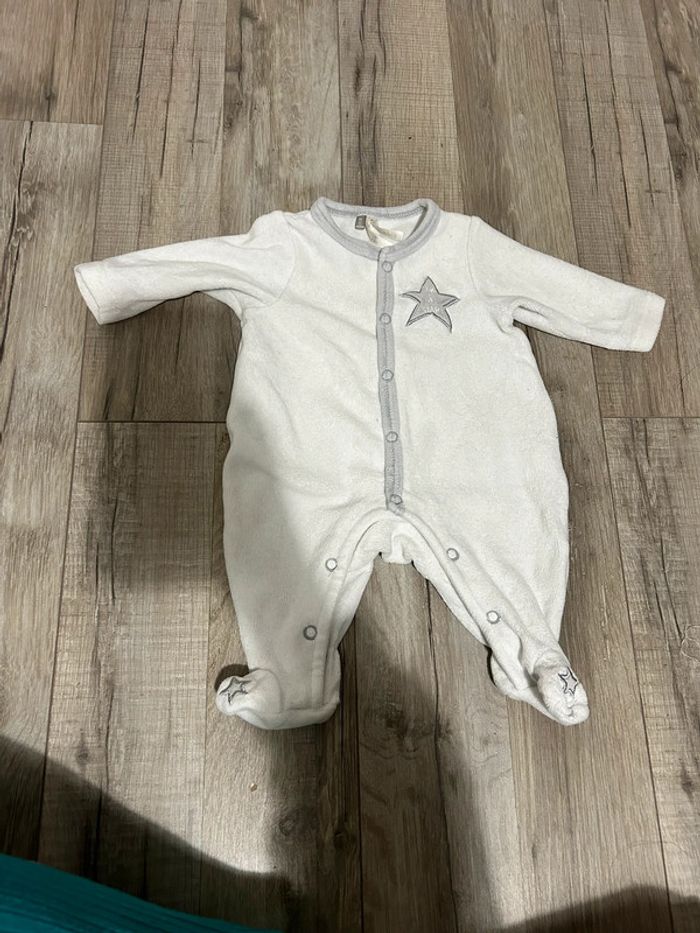 Pyjama naissance , velours blanc