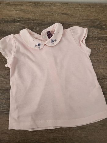 Sergent Major- t shirt rose col 9 mois