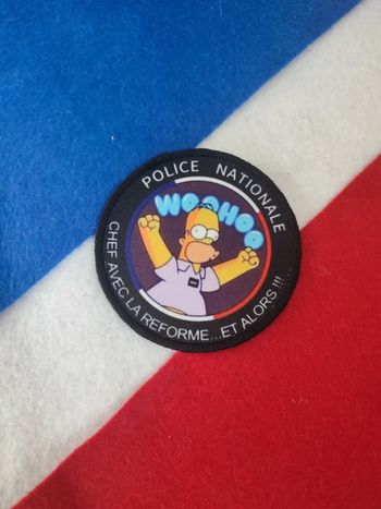 Écusson humour à velcro, Homer Simpson, Police Nationale Françaisesa