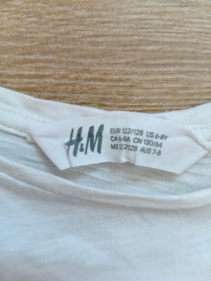 Tee-shirt manches longues fille H&M blanc planete 122-128 cm - photo numéro 4