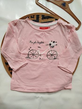 T-shirt manches longues maillot de corps 24 mois fille imprimer bicyclette