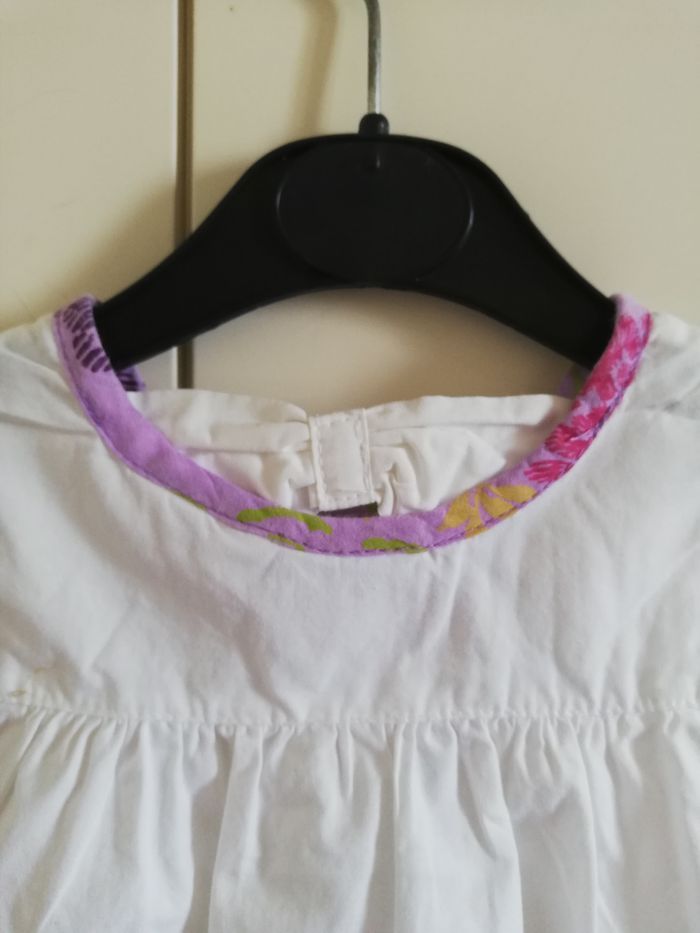 Robe d'été blanche et violette, 6 mois, Cadet Rousselle, en très bon état - photo numéro 6