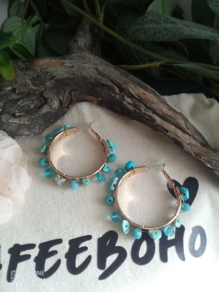 Créoles bleues turquoises