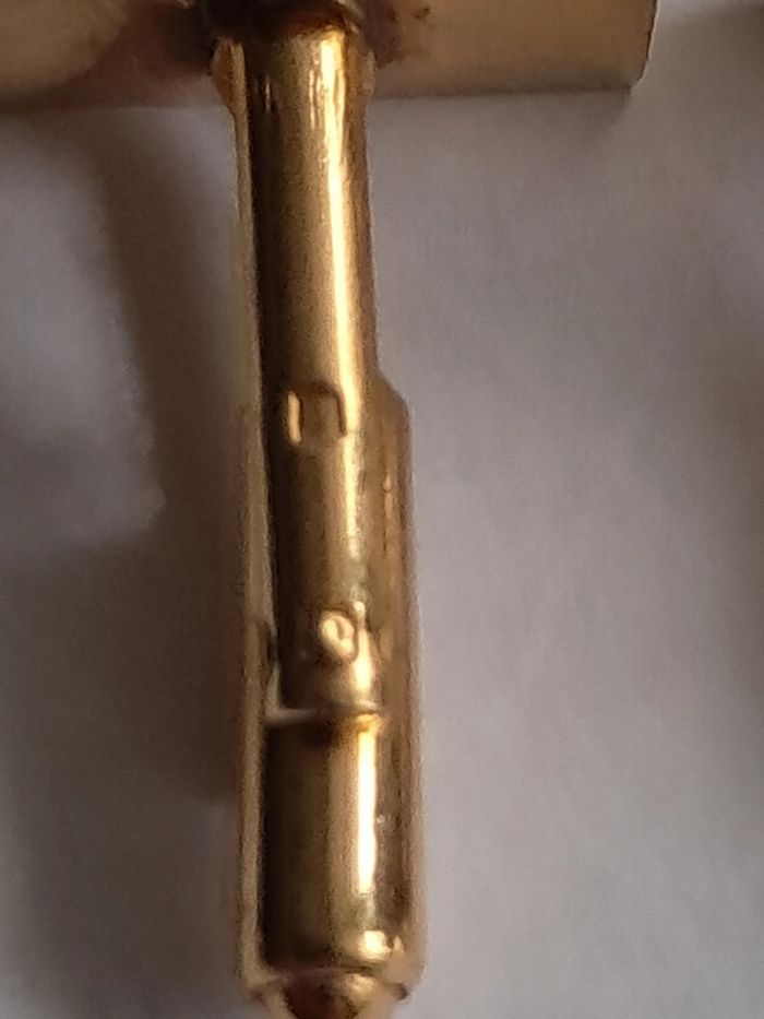 Boutons de manchette anciens plaqué or et pierre noire - photo numéro 4