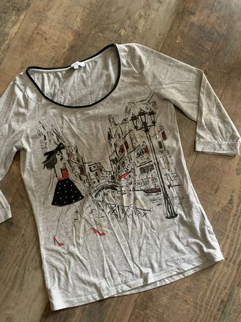 Pull fin gris 3/4 manches