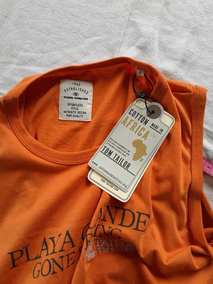 Tee shirt sans manche Tom Tailor brodé neuf avec étiquette - photo numéro 3