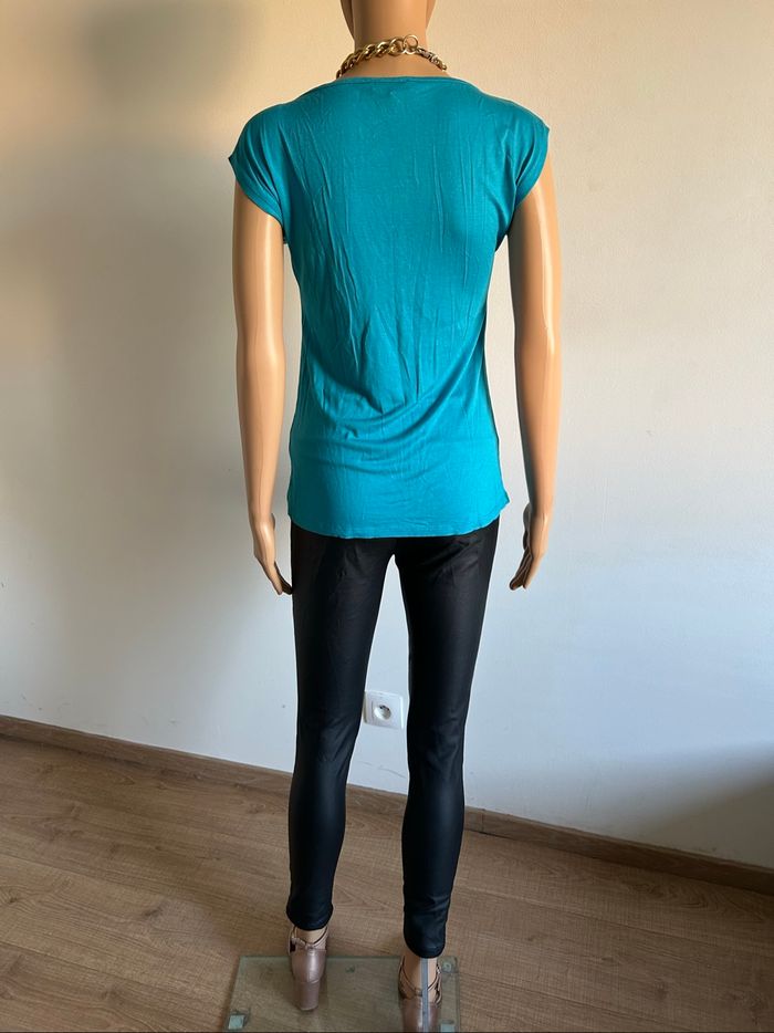 Teeshirt turquoise à manches courtes Morgan taille M TBE - photo numéro 6
