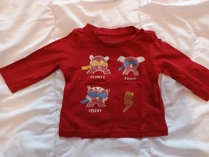 Lot 2 t-shirt in extenso 3/6m tbe - photo numéro 3