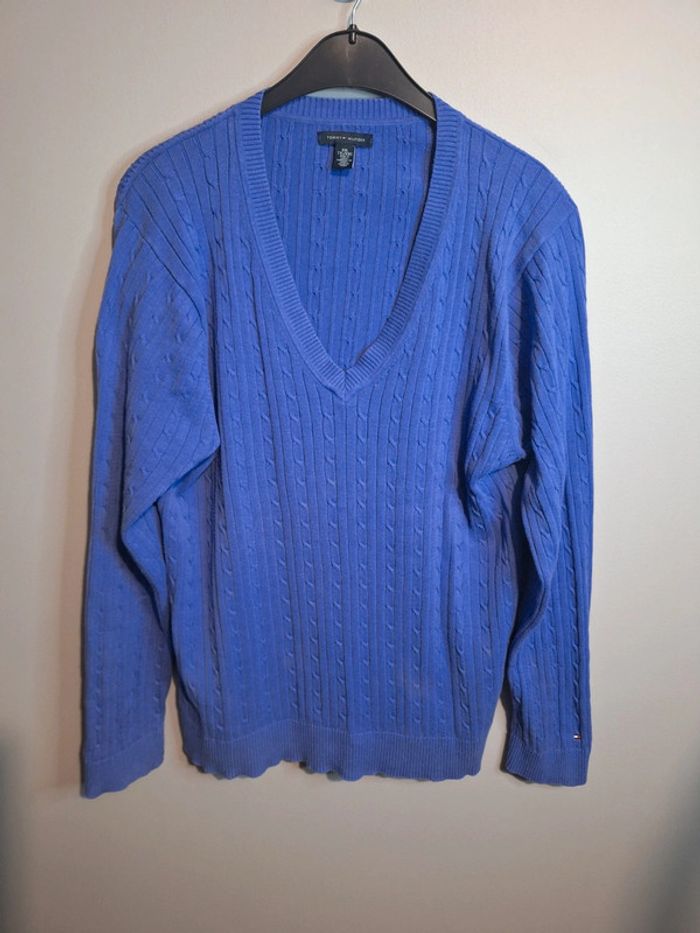 Pull torsadé tommy hilfiger col V violet femme - taille 2xl - photo numéro 2