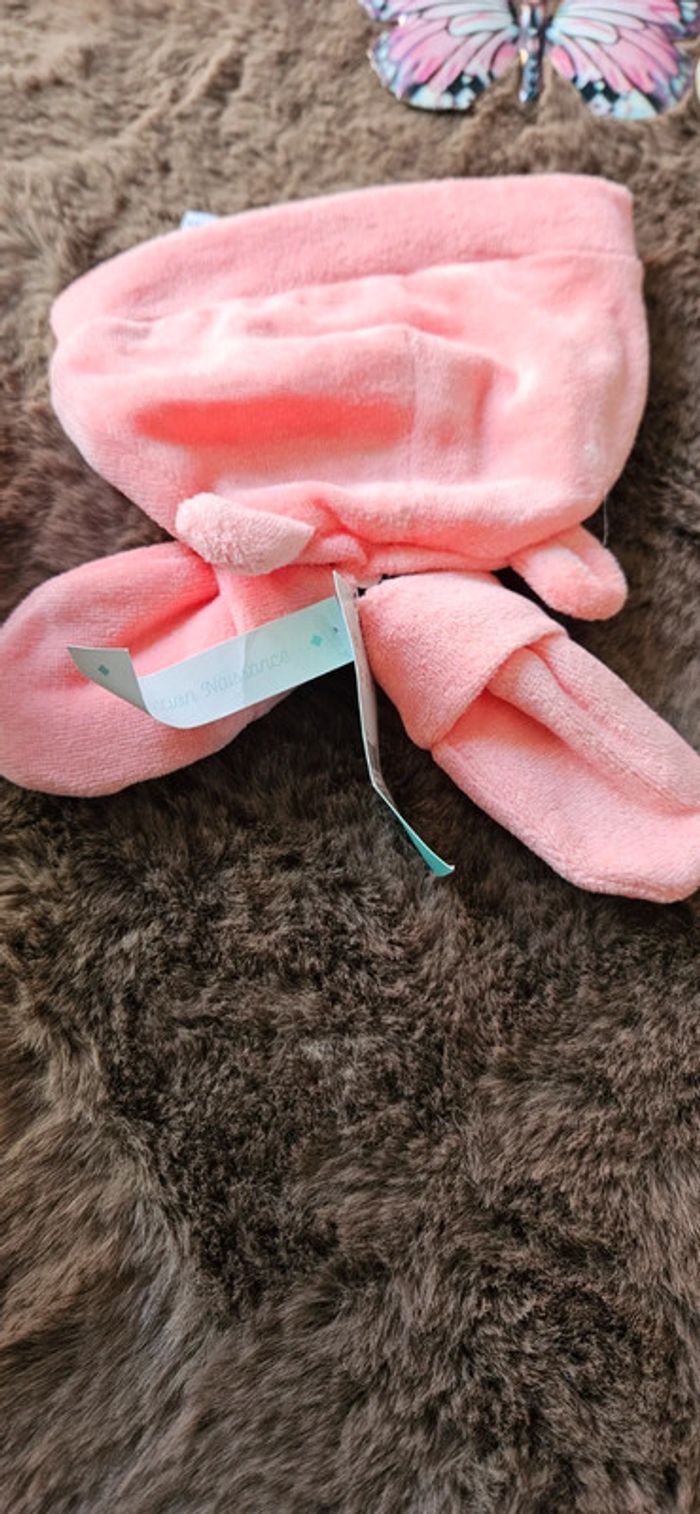 Ensemble bonnet et moufle nourrisson 1mois fille corail - photo numéro 3
