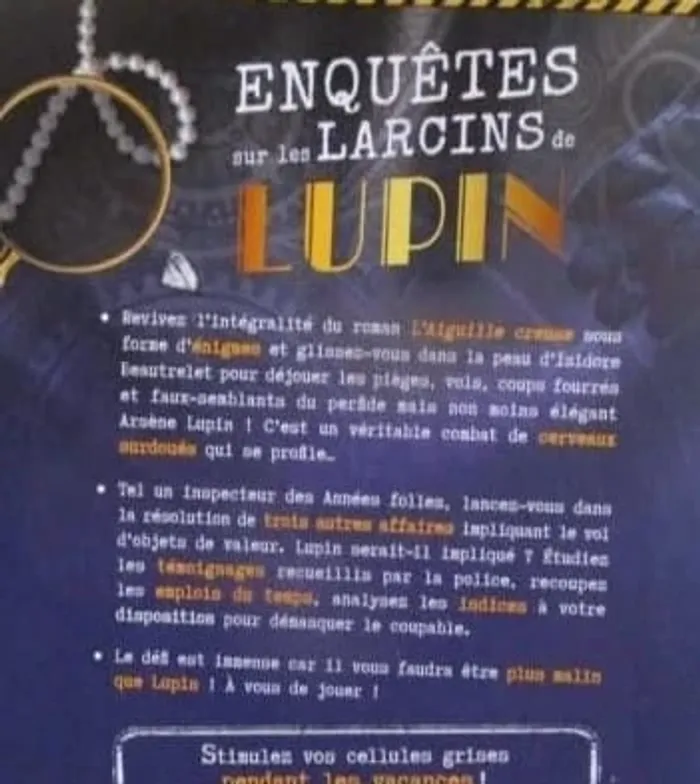 Cahier de vacances (adultes) Enquêtes sur les larcins de Lupin - photo numéro 2