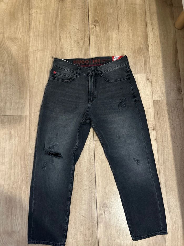 Jeans Hugo boss gris foncé loose tapered fit cropped W31 L32